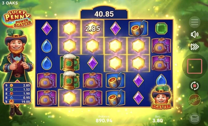 Lucky Penny Power Scatter - основна игра со каскадни исчезнувања и акумулативен множител